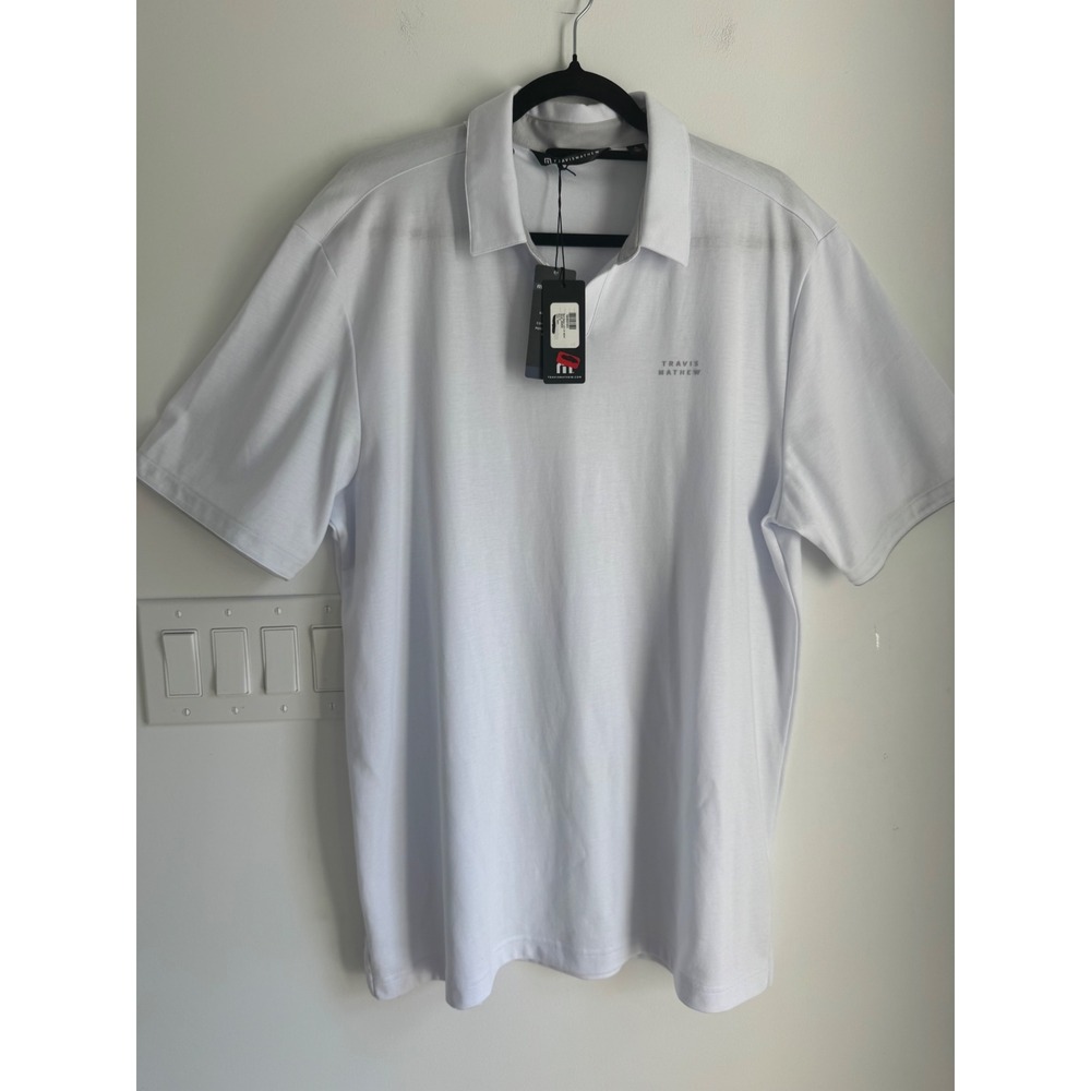 TravisMathew Late At Night White Polo Shirt Mens XL Short Sleeve Golf NEW